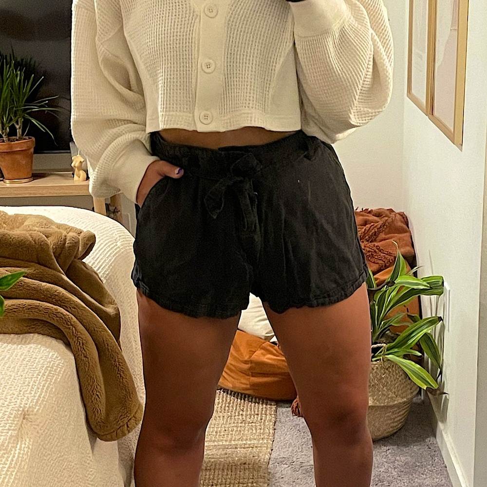 Black Paper Bag Shorts